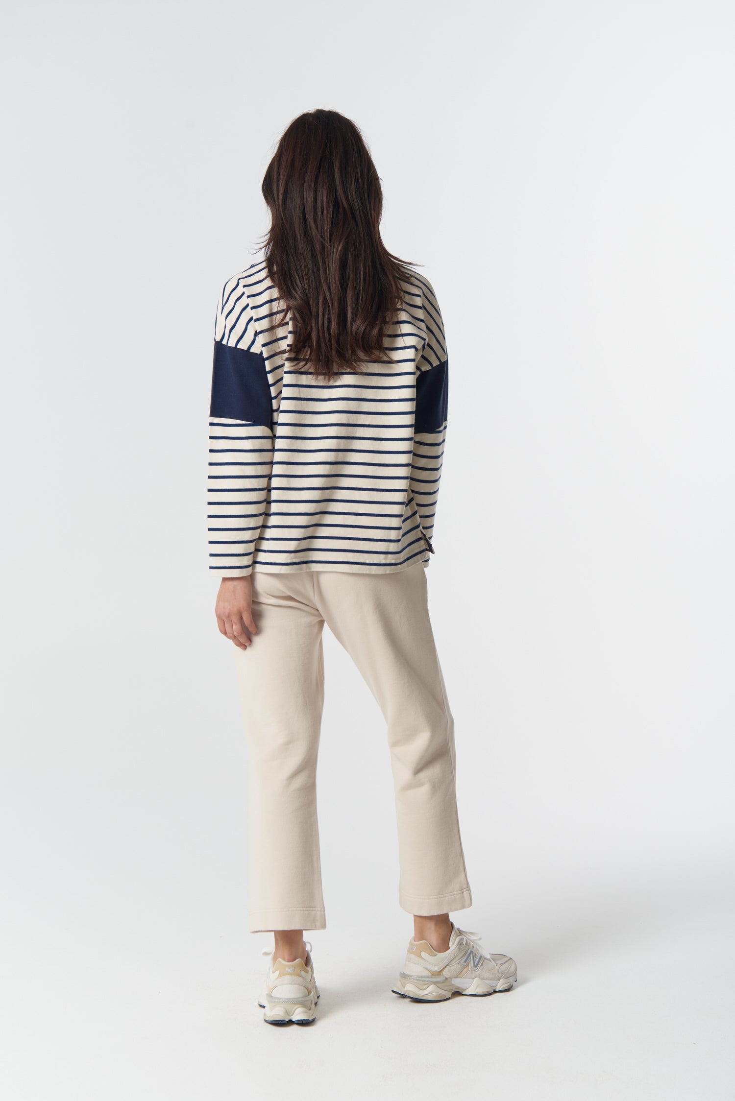 Goondiwindi Cotton Rugbys GC Logo Stripe Cotton Sweater - Birch/Dark Navy