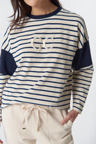 Goondiwindi Cotton Rugbys GC Logo Stripe Cotton Sweater - Birch/Dark Navy