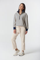 Goondiwindi Cotton Rugbys Outland Cotton ½ Zip Sweater - Birch/Dark Navy