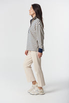 Goondiwindi Cotton Rugbys Outland Cotton ½ Zip Sweater - Birch/Dark Navy