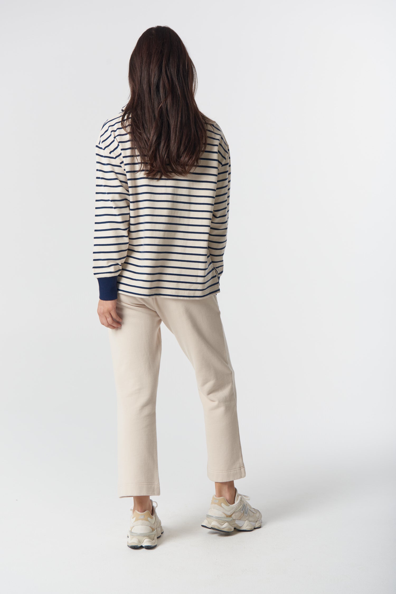 Goondiwindi Cotton Rugbys Outland Cotton ½ Zip Sweater - Birch/Dark Navy