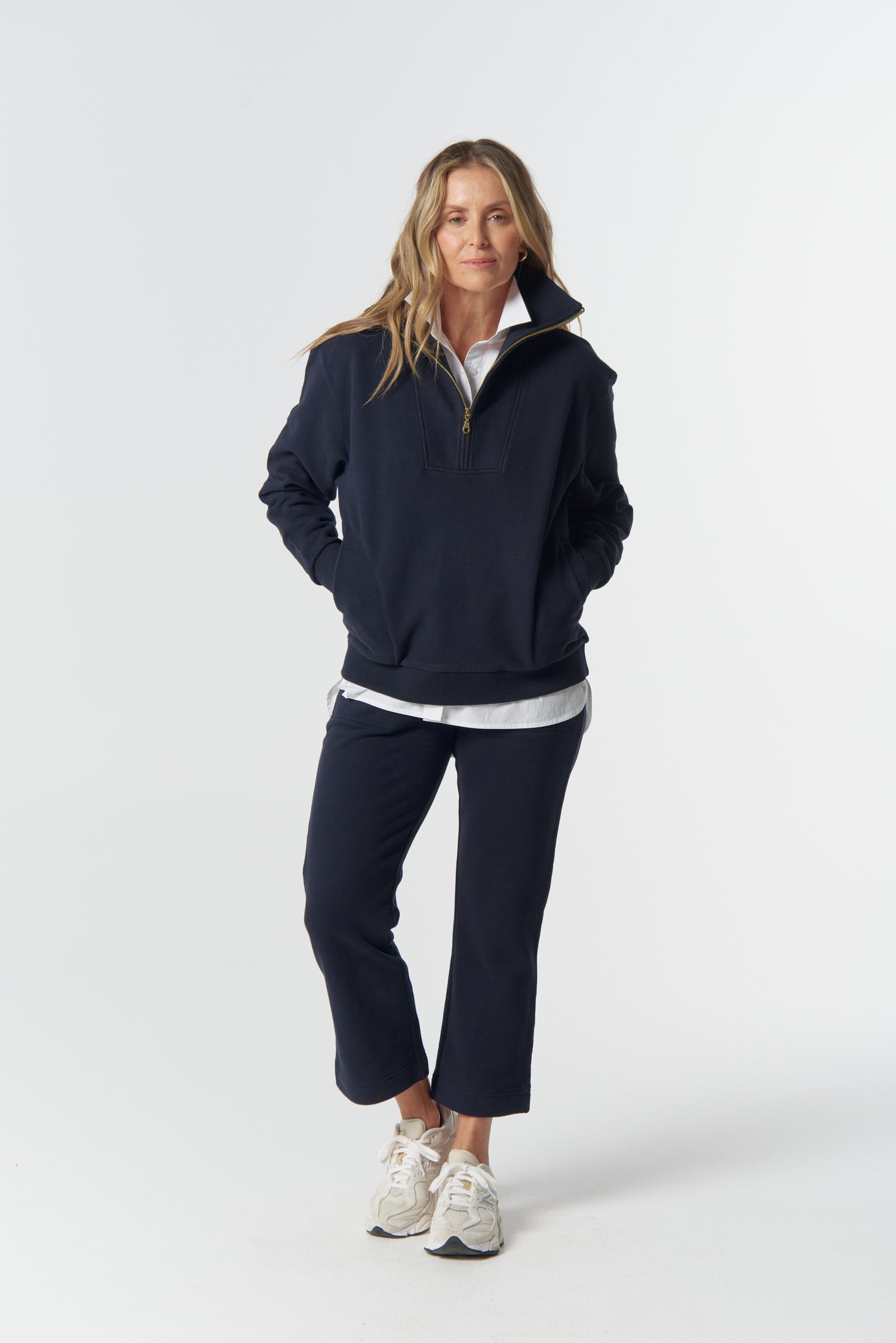 Goondiwindi Cotton Rugbys Rugged ½ Zip Cotton Sweater - Dark Navy