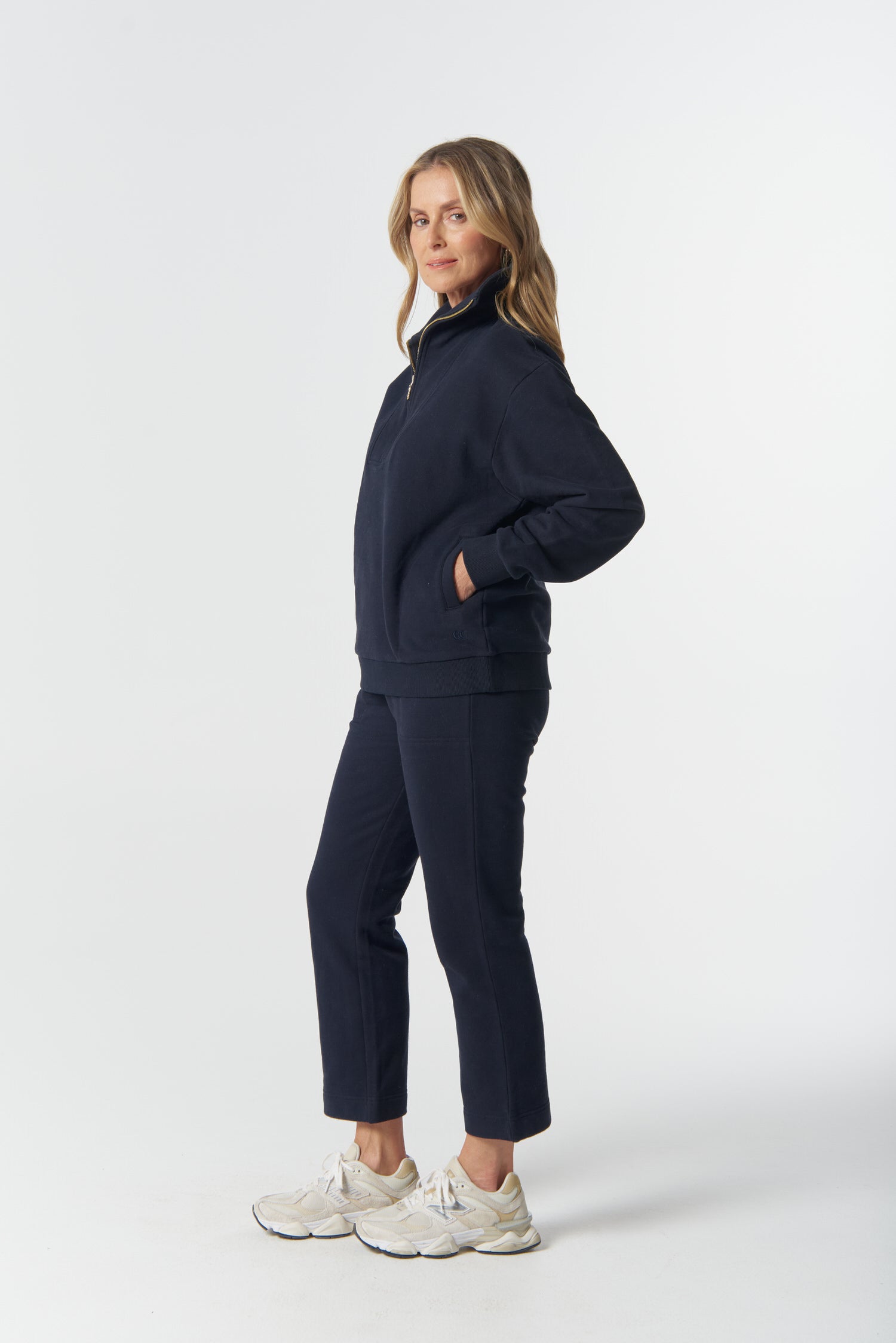 Goondiwindi Cotton Rugbys Rugged ½ Zip Cotton Sweater - Dark Navy