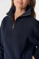 Goondiwindi Cotton Rugbys Rugged ½ Zip Cotton Sweater - Dark Navy