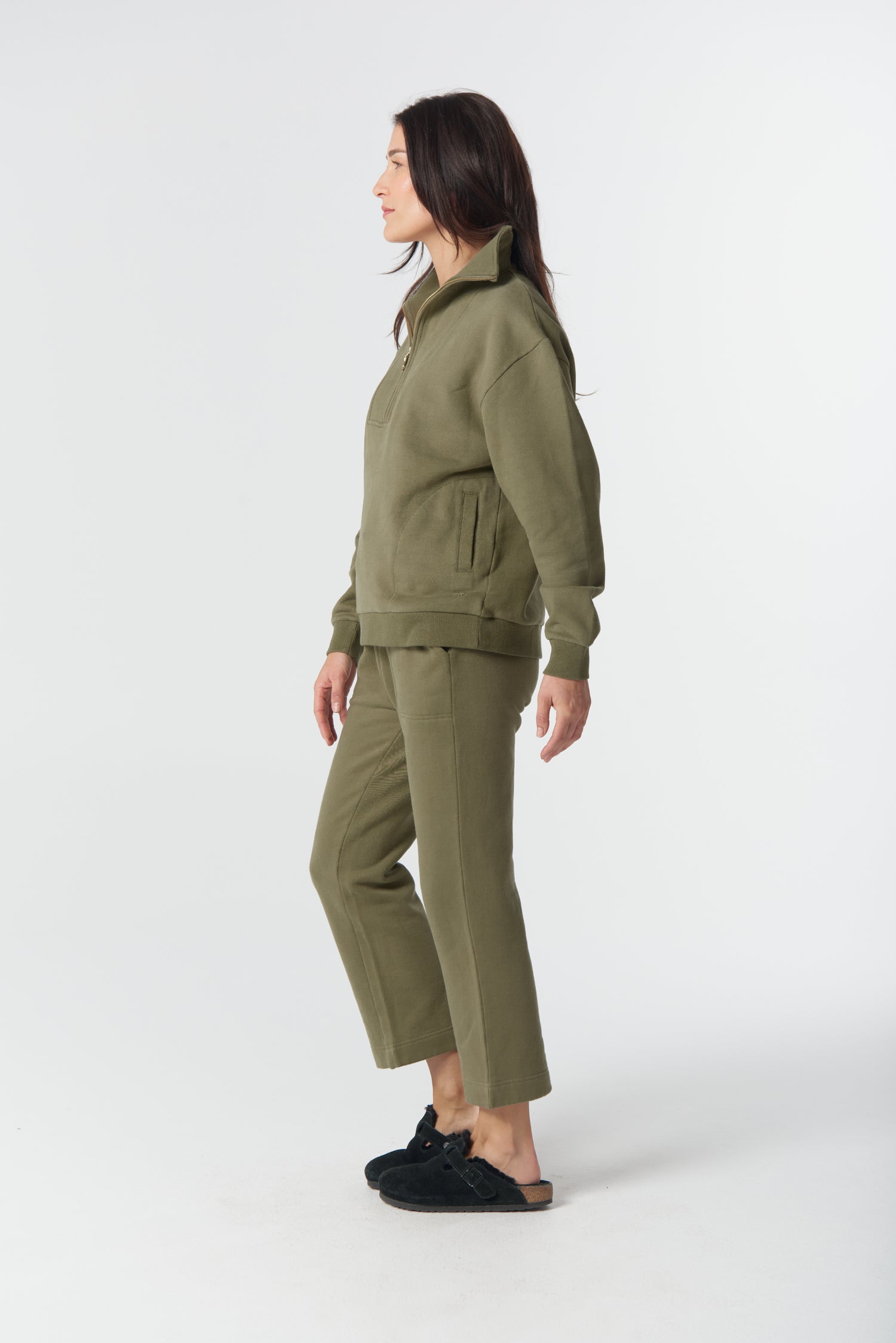 Goondiwindi Cotton Rugbys Rugged ½ Zip Cotton Sweater - Sage