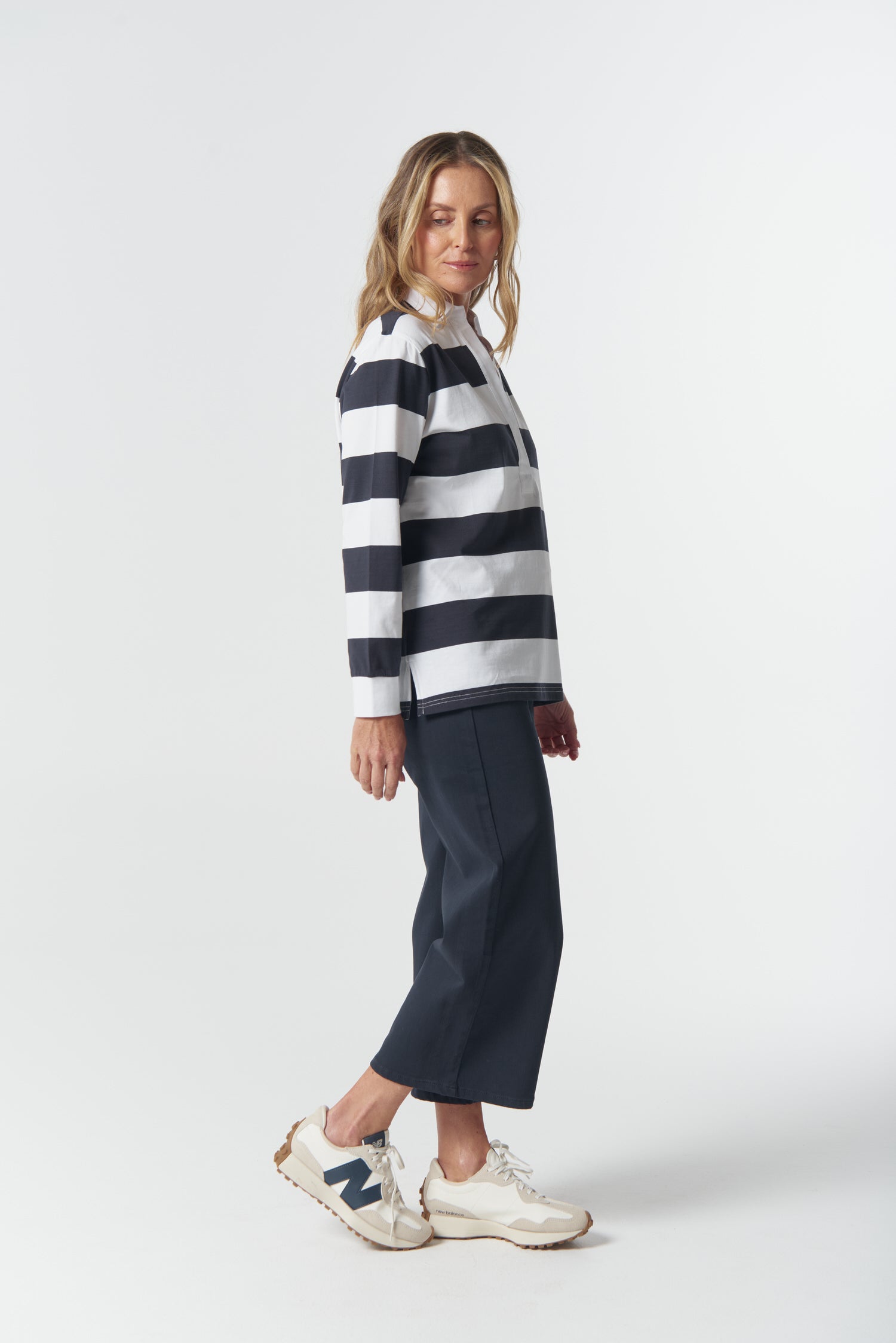 Goondiwindi Cotton Rugbys Overland Cotton Rugby Top - Dark Navy/White