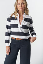 Goondiwindi Cotton Rugbys Overland Cotton Rugby Top - Dark Navy/White