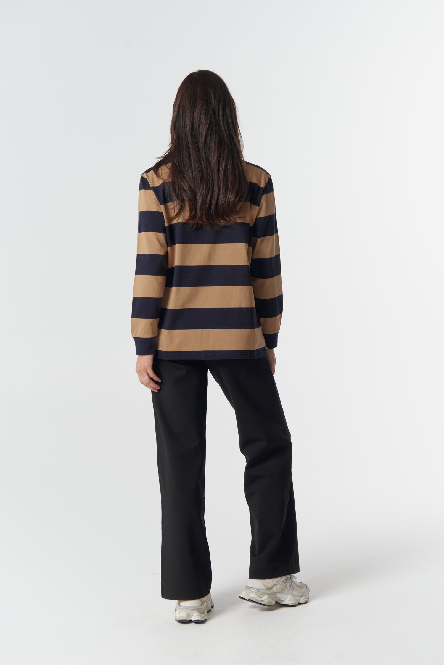 Overland Cotton Rugby Top - Iced Coffee/Navy by Goondiwindi Cotton. Timeless women’s fashion using natural fibres and classic shapes