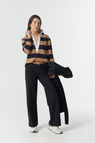 Overland Cotton Rugby Top - Iced Coffee/Navy by Goondiwindi Cotton. Timeless women’s fashion using natural fibres and classic shapes