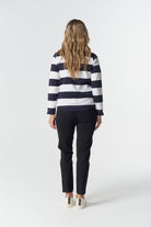 Travel Cotton Jersey Polo - Dark Navy/White by Goondiwindi Cotton. Timeless women’s fashion using natural fibres and classic shapes