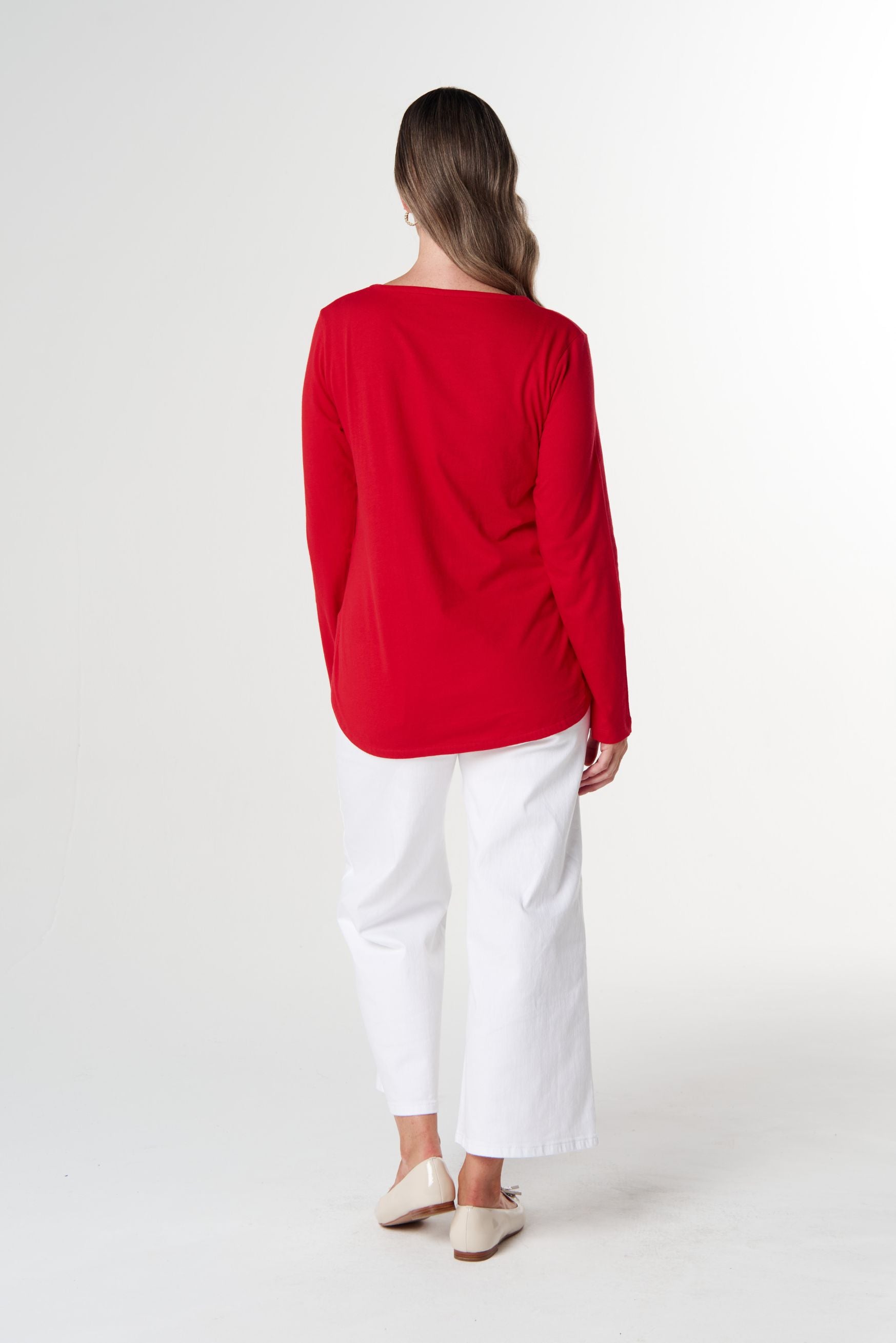 Our Classic Jersey Tee - Poinsettia by Goondiwindi Cotton. Timeless women’s fashion using natural fibres and classic shapes