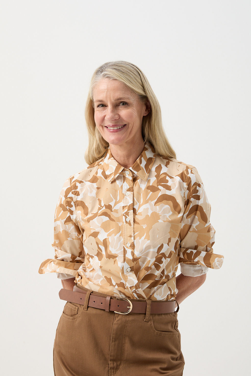 Casual Cotton Shirt - Earthy Print by Goondiwindi Cotton. Timeless women’s fashion using natural fibres and classic shapes