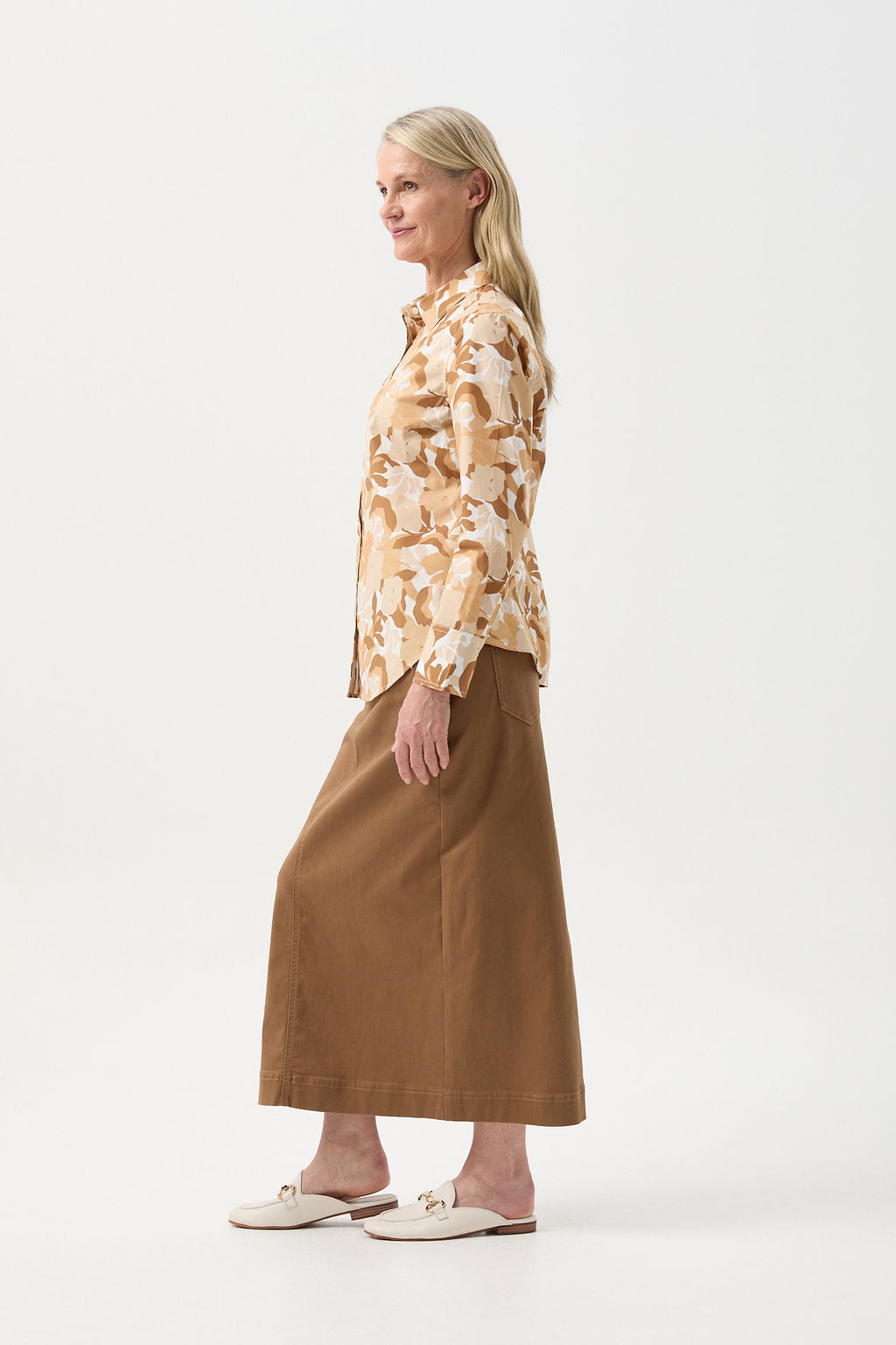 Casual Cotton Shirt - Earthy Print by Goondiwindi Cotton. Timeless women’s fashion using natural fibres and classic shapes