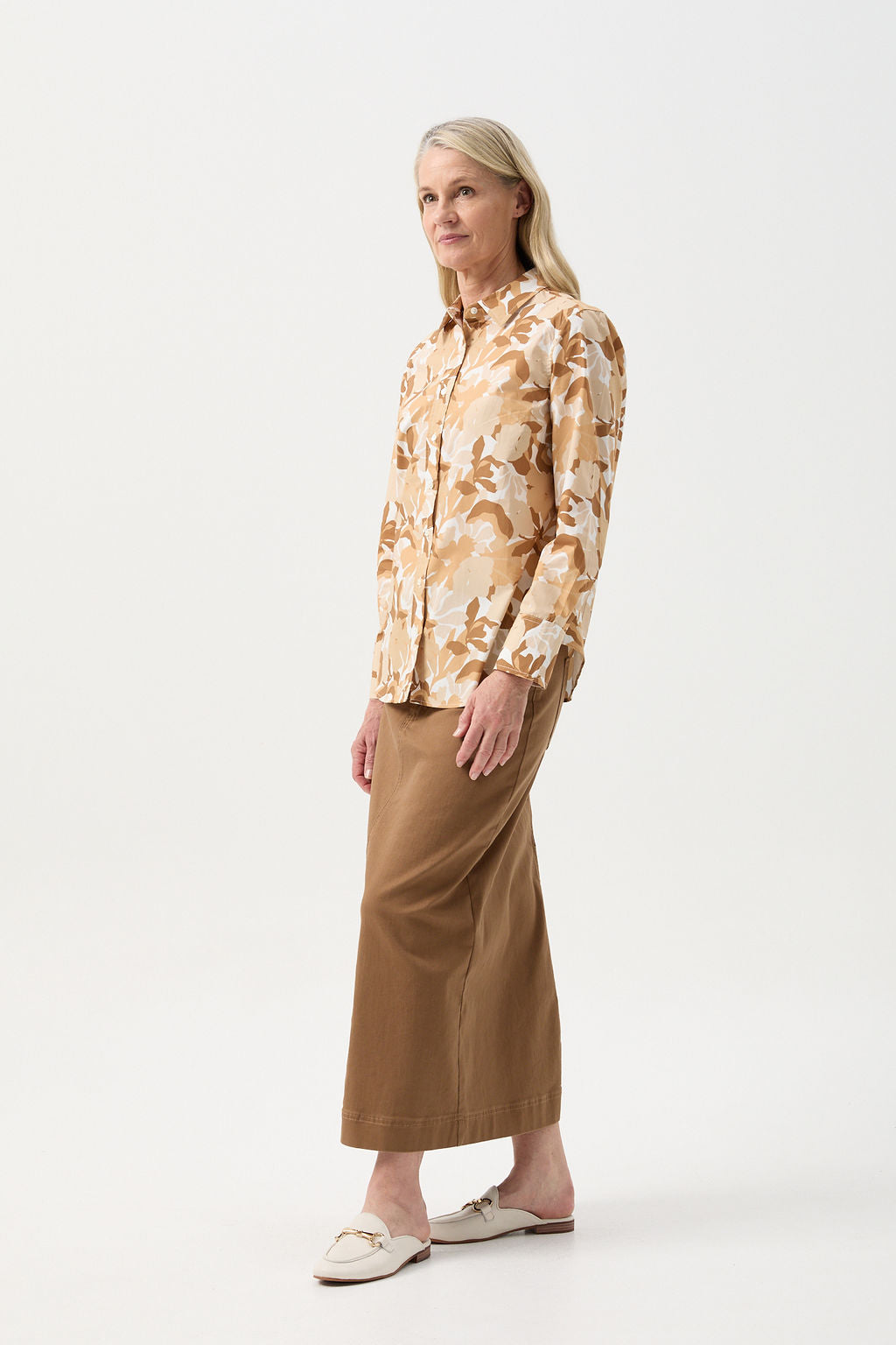 Casual Cotton Shirt - Earthy Print by Goondiwindi Cotton. Timeless women’s fashion using natural fibres and classic shapes