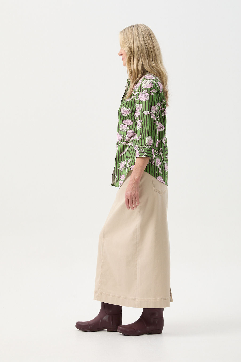 3/4 Sleeve Cotton Shirt - Poppy Print by Goondiwindi Cotton. Timeless women’s fashion using natural fibres and classic shapes