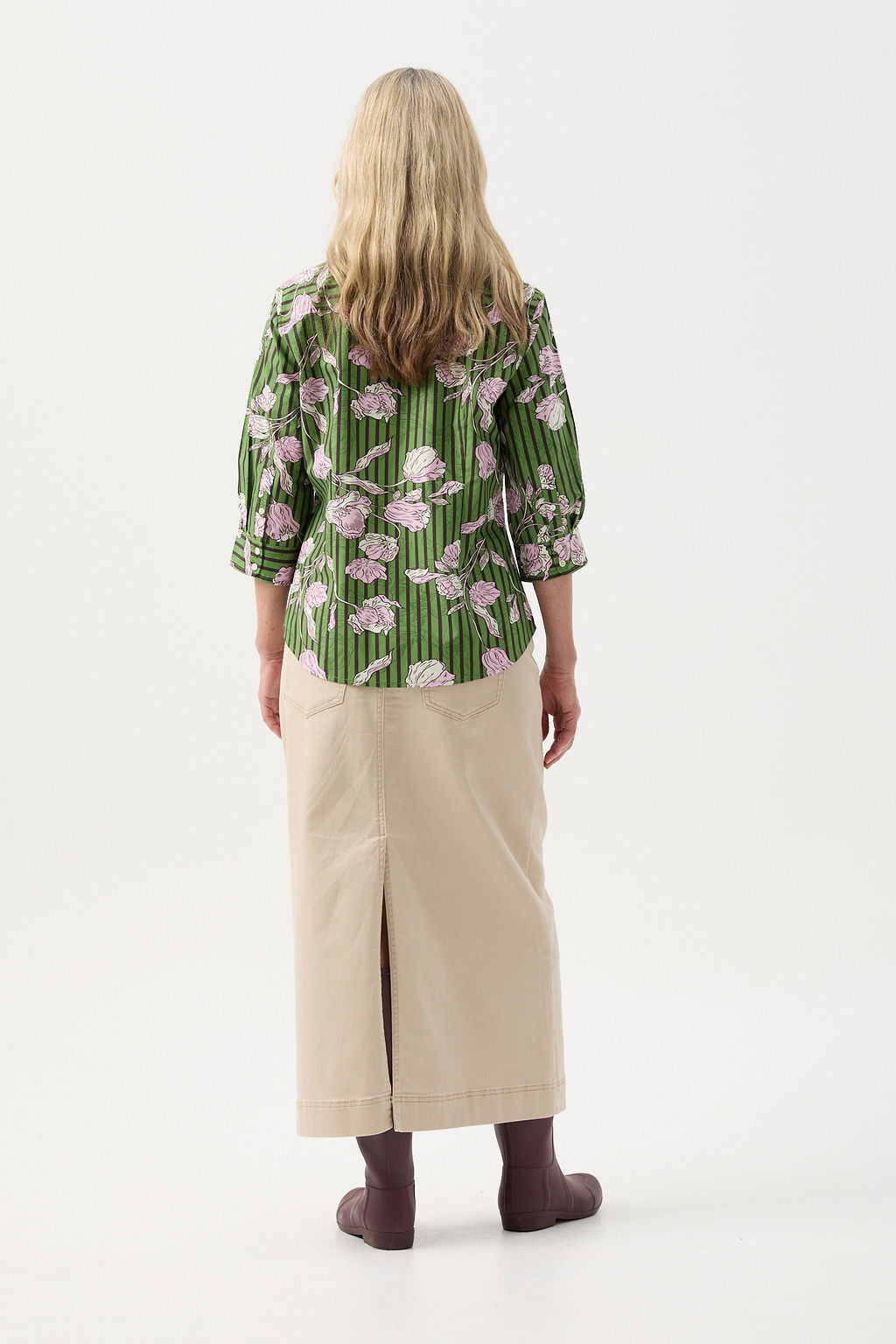 3/4 Sleeve Cotton Shirt - Poppy Print by Goondiwindi Cotton. Timeless women’s fashion using natural fibres and classic shapes