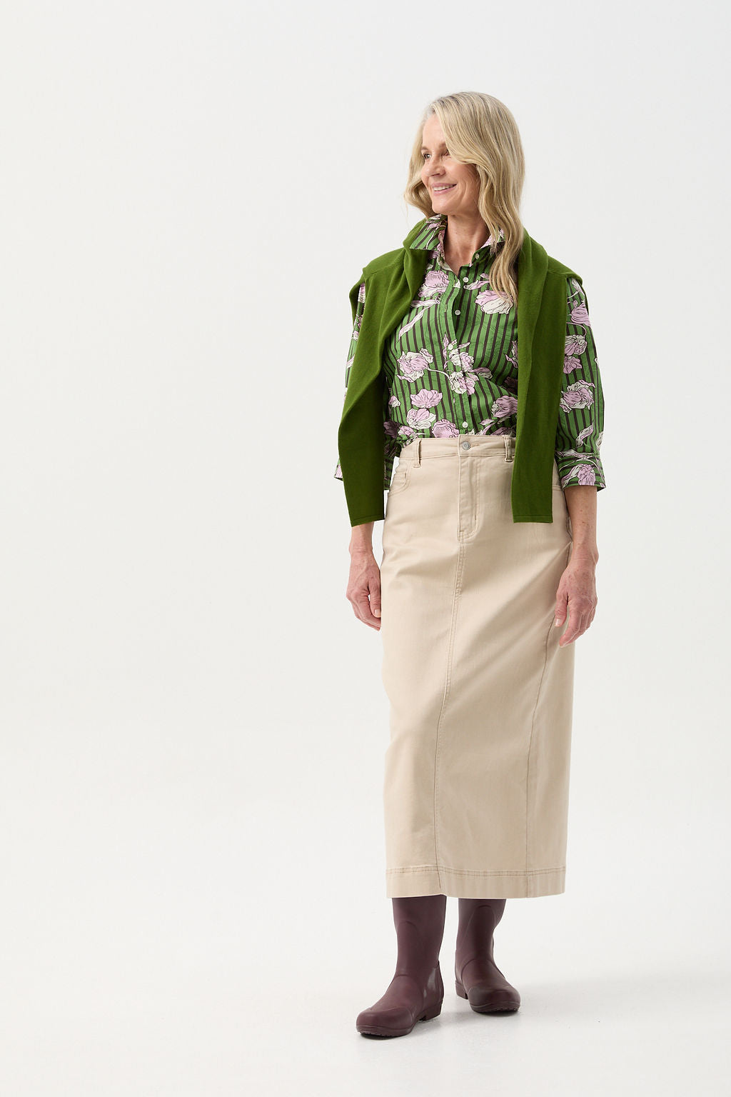 3/4 Sleeve Cotton Shirt - Poppy Print by Goondiwindi Cotton. Timeless women’s fashion using natural fibres and classic shapes