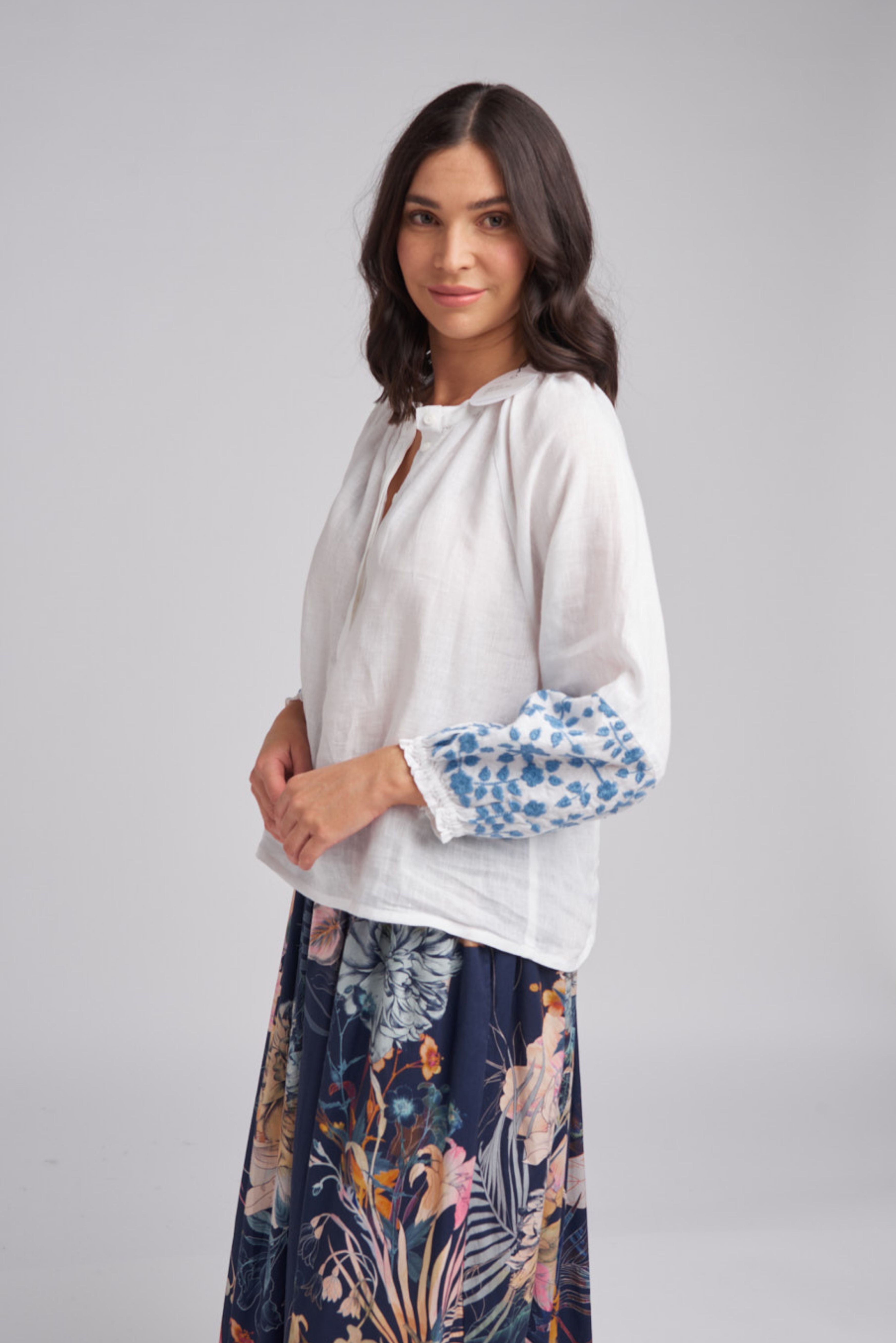 Goondiwindi Cotton - 3/4 Frill Shirt - 100% Linen - Optical White main image 0