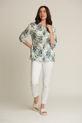 Cotton Floral Classic Fit 3/4 Sleeve Shirt
