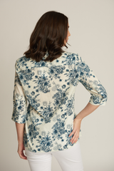 Cotton Floral Classic Fit 3/4 Sleeve Shirt