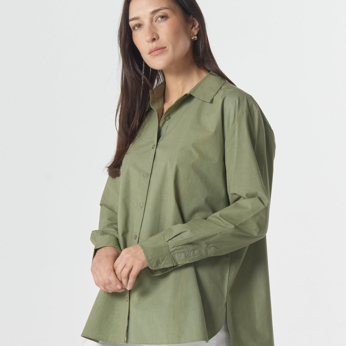 Bloom Oversized Basic Cotton Shirt - Sage Green – Goondiwindi Cotton