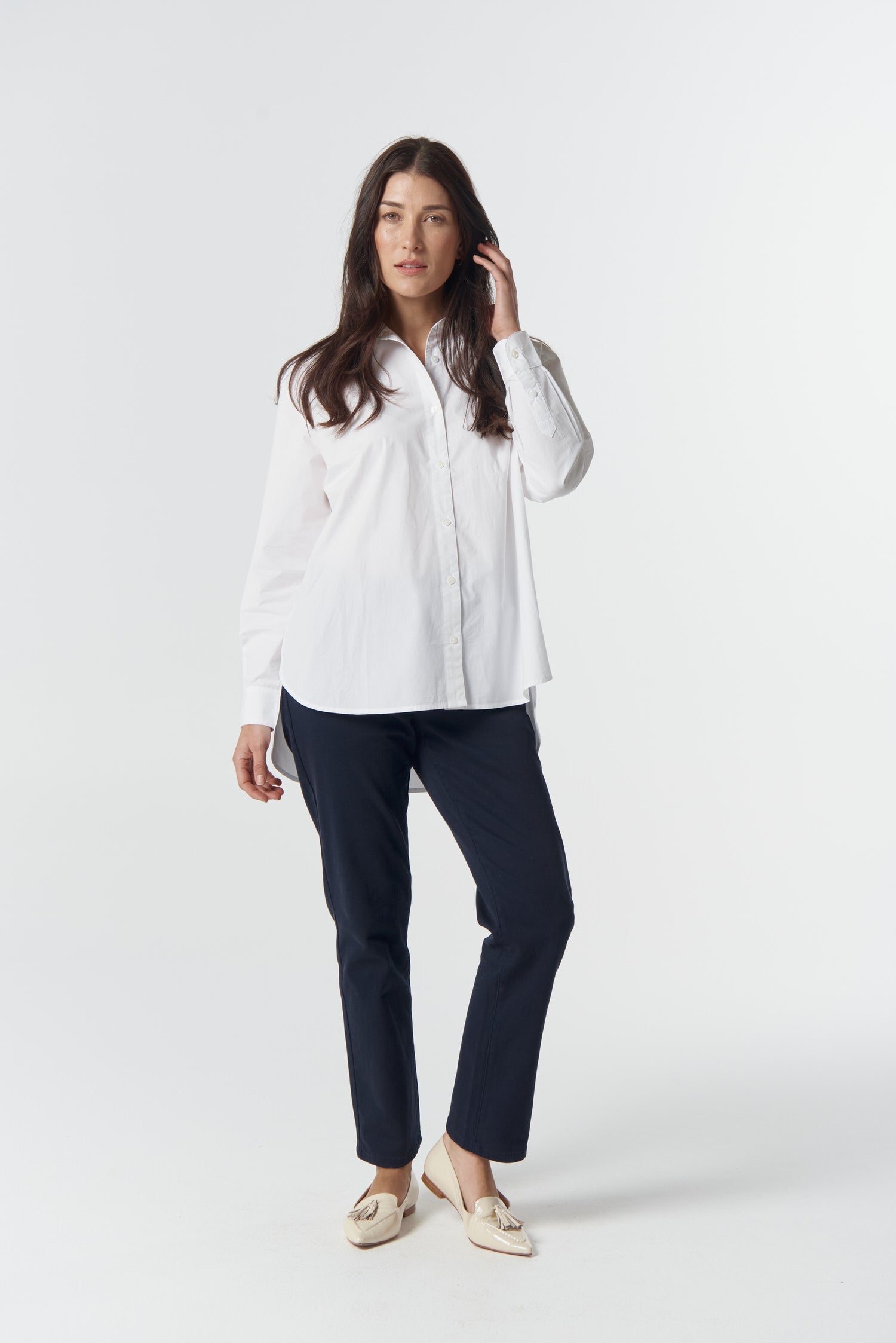 Bloom Oversized Basic Shirt - White by Goondiwindi Cotton. Timeless women’s fashion using natural fibres and classic shapes