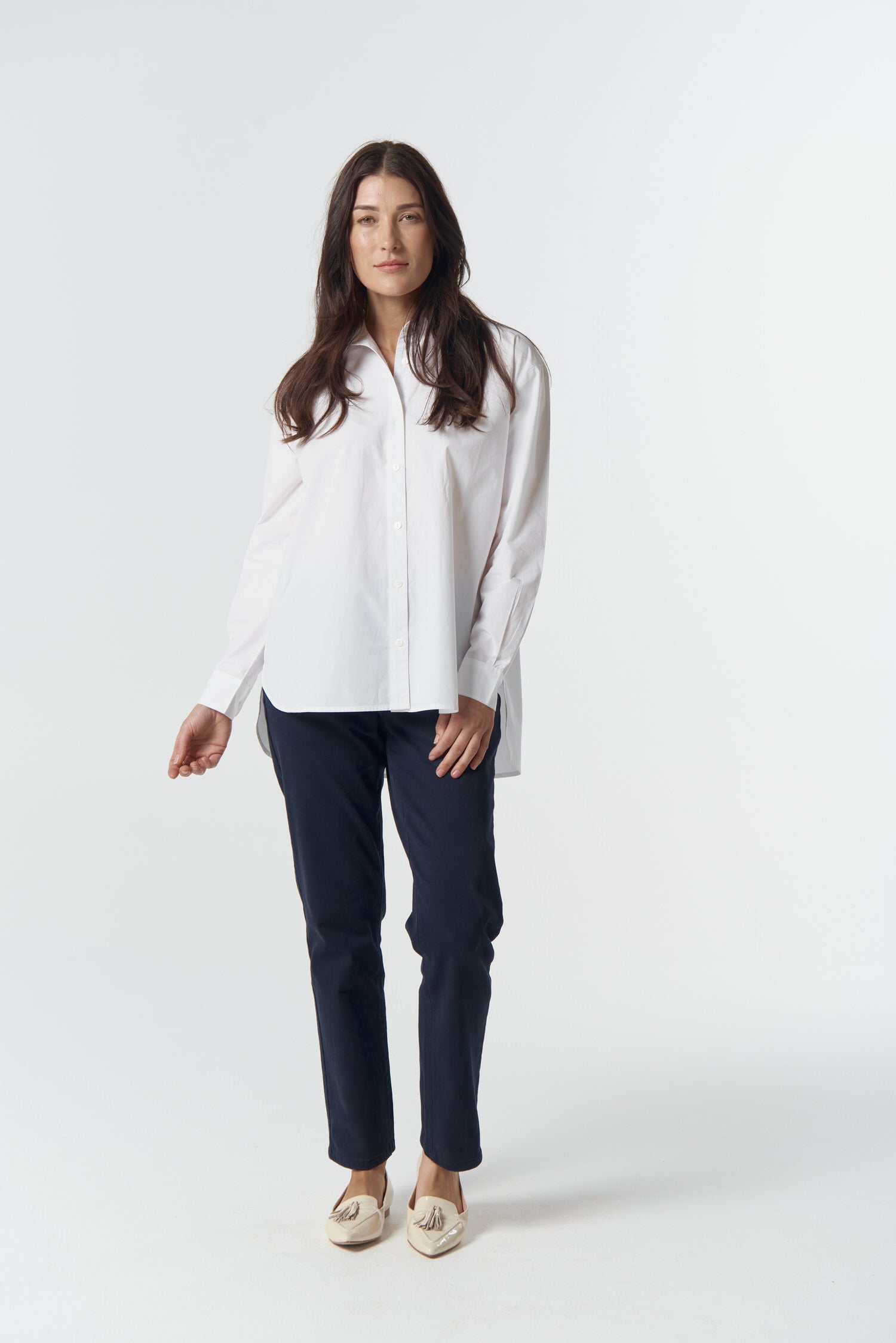 Bloom Oversized Basic Shirt - White by Goondiwindi Cotton. Timeless women’s fashion using natural fibres and classic shapes
