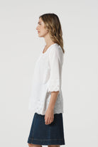 Field Cotton Trapeze Blouse - White by Goondiwindi Cotton. Timeless women’s fashion using natural fibres and classic shapes