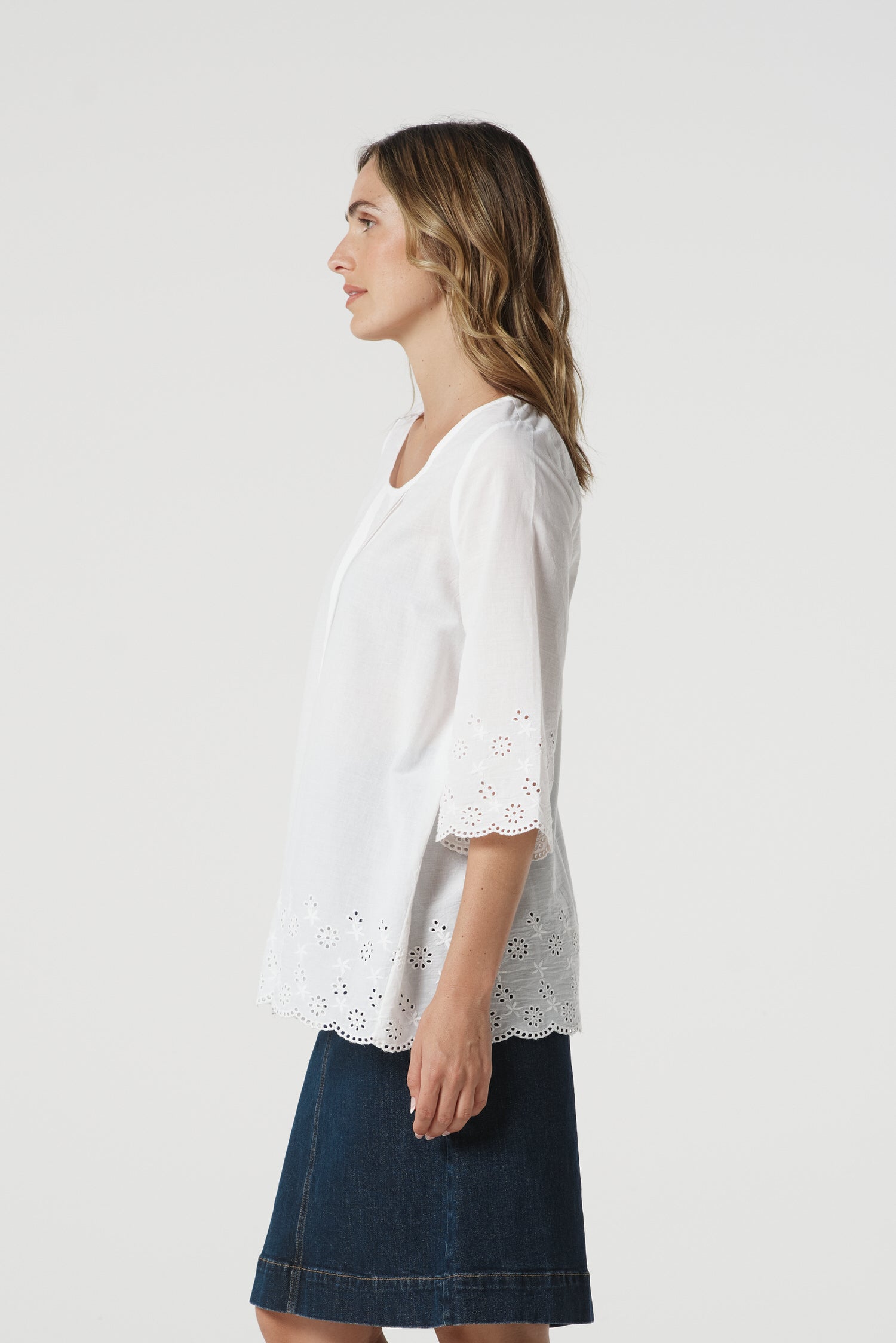 Field Cotton Trapeze Blouse - White by Goondiwindi Cotton. Timeless women’s fashion using natural fibres and classic shapes