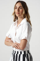 Dune Cotton Ruffle Sleeve Shirt - White by Goondiwindi Cotton. Timeless women’s fashion using natural fibres and classic shapes