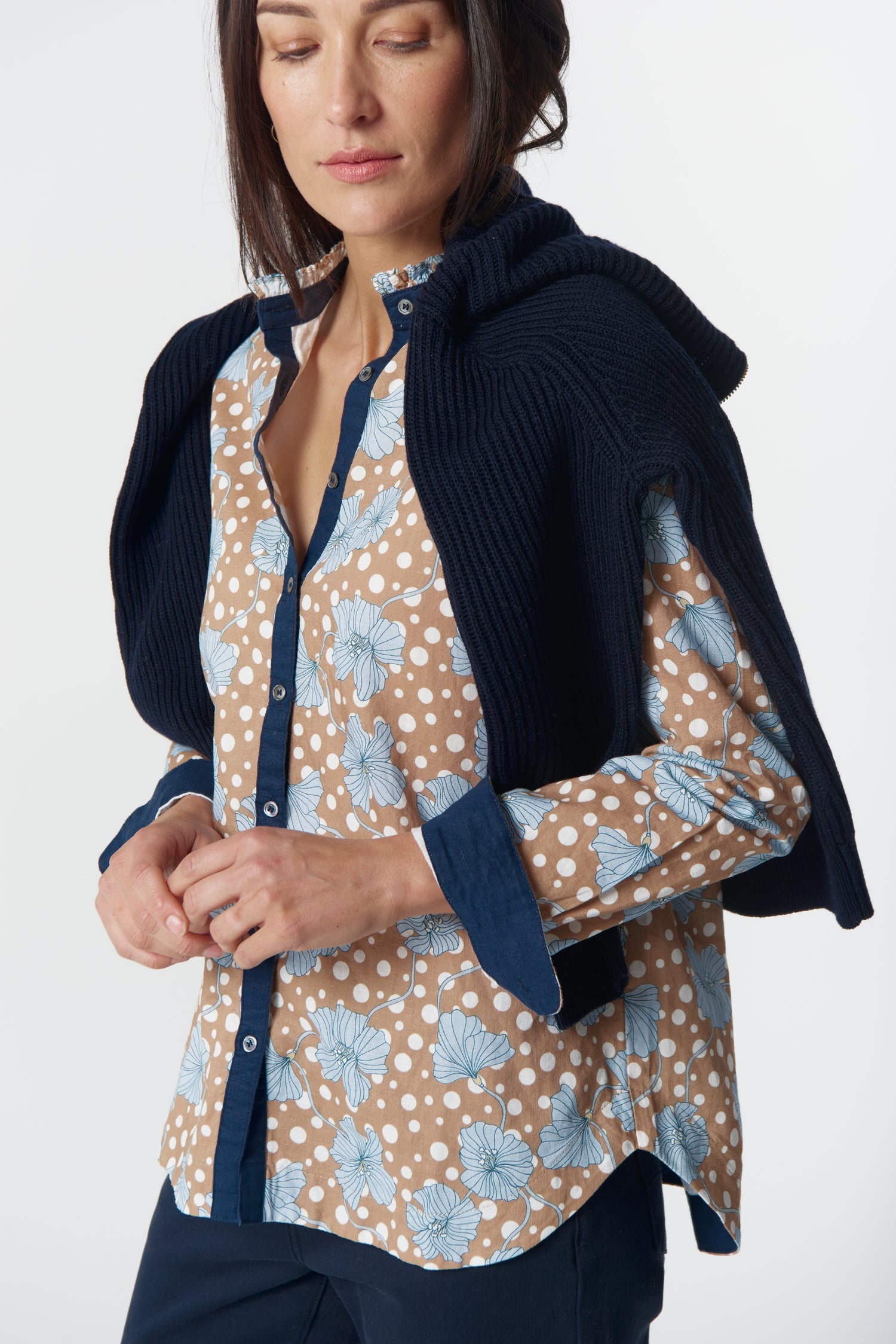 Goondiwindi Cotton Blouses Pioneer Linen Cotton Shirt - Country Club Print
