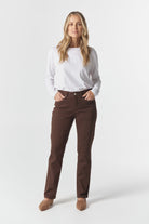 5 Pocket Jean - Chocolate by Goondiwindi Cotton. Timeless women’s fashion using natural fibres and classic shapes