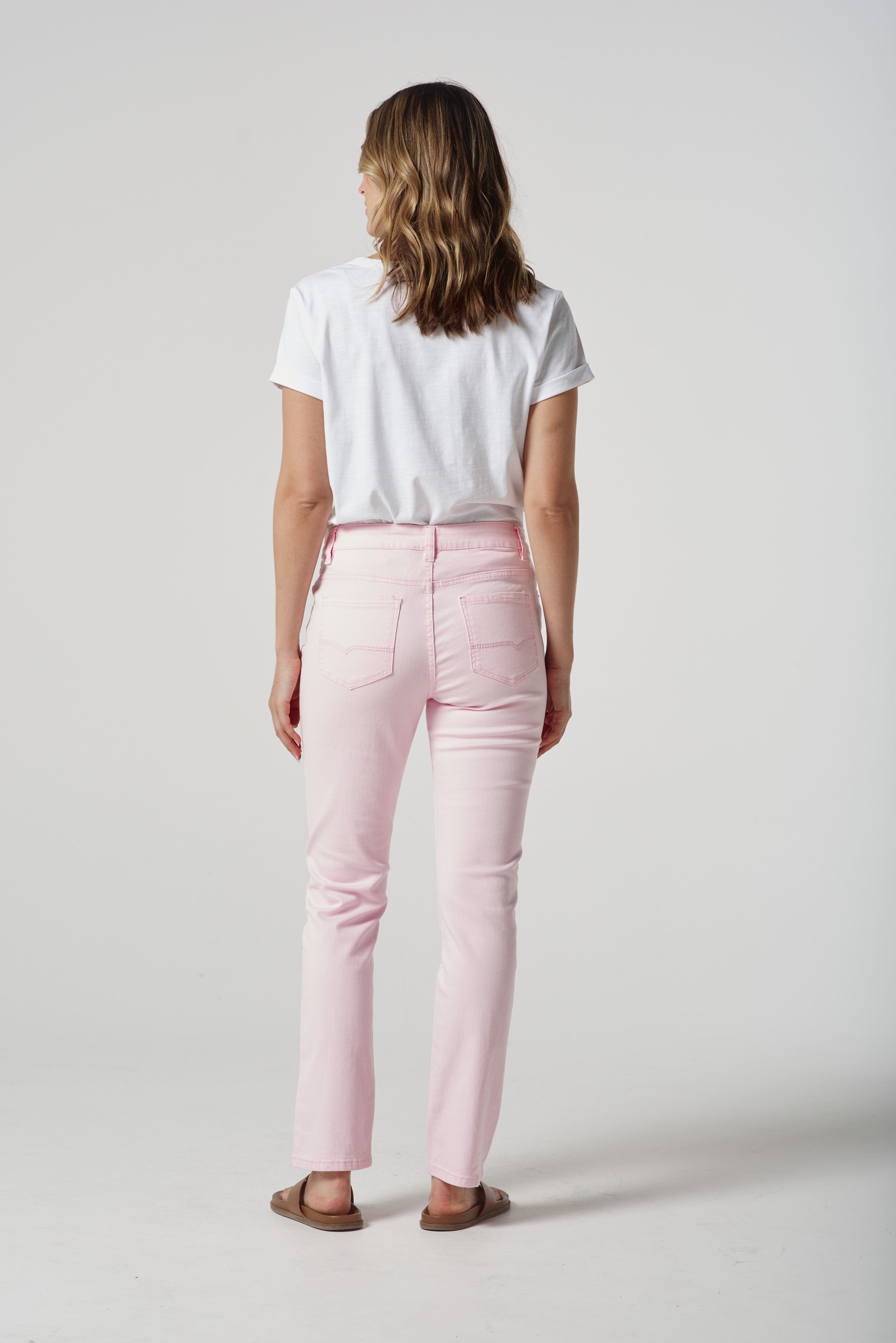 5 Pocket Jean - Pale Pink by Goondiwindi Cotton. Timeless women’s fashion using natural fibres and classic shapes