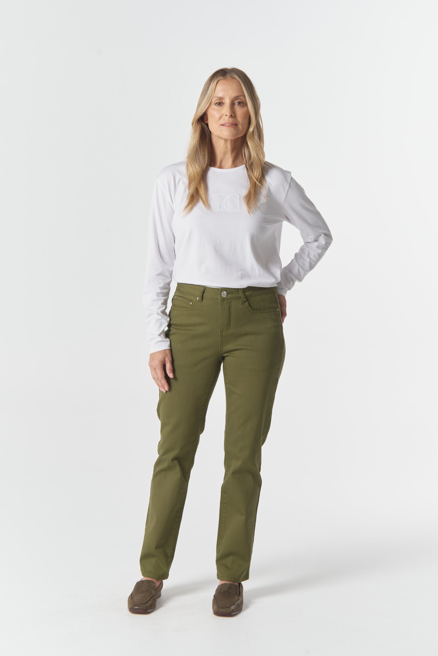 5 Pocket Jean - Sage by Goondiwindi Cotton. Timeless women’s fashion using natural fibres and classic shapes