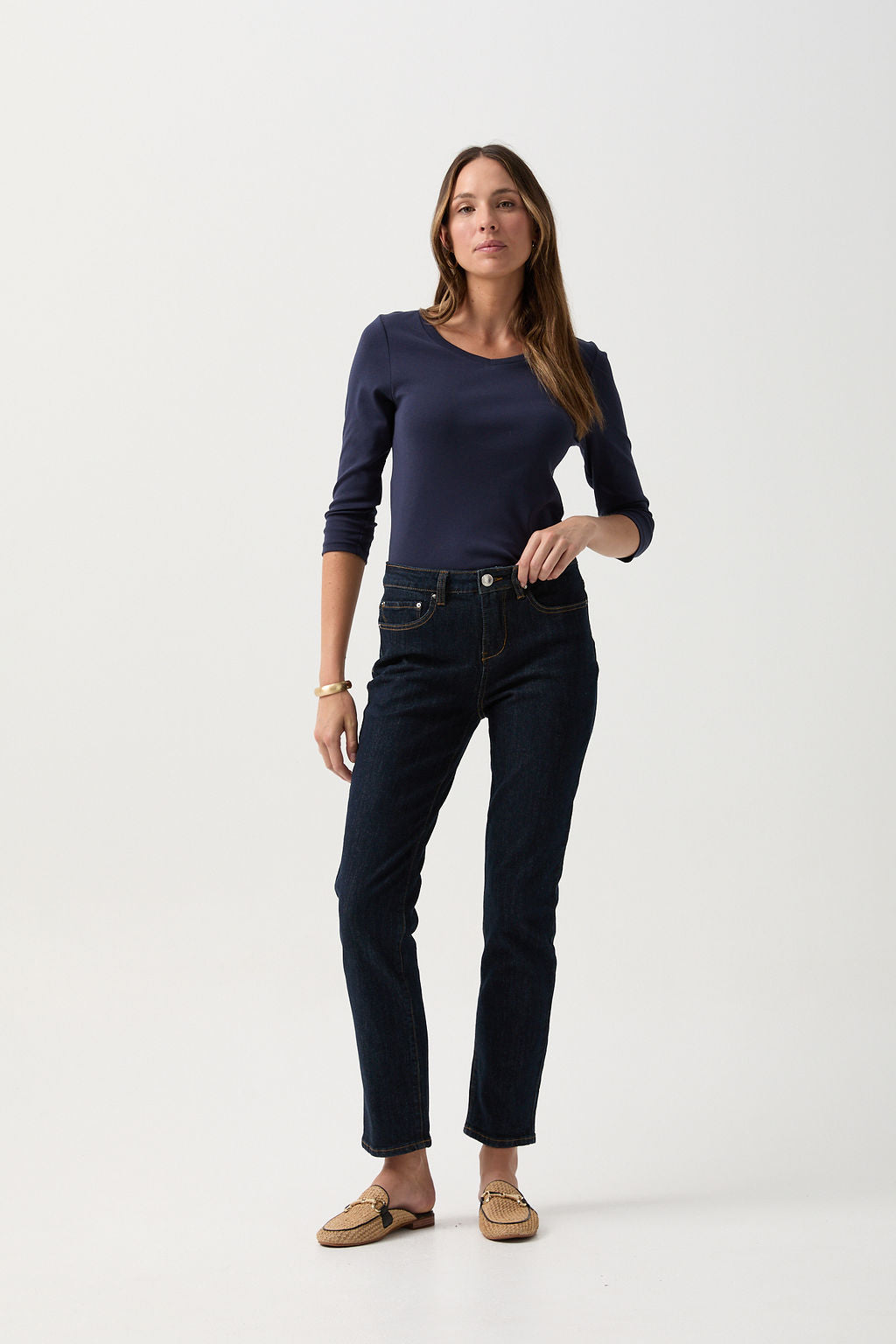 5 Pocket Jean - Dark Indigo by Goondiwindi Cotton. Timeless women’s fashion using natural fibres and classic shapes