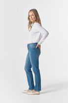 5 Pocket Jean - Denim Blue by Goondiwindi Cotton. Timeless women’s fashion using natural fibres and classic shapes