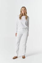 5 Pocket Jean - White by Goondiwindi Cotton. Timeless women’s fashion using natural fibres and classic shapes