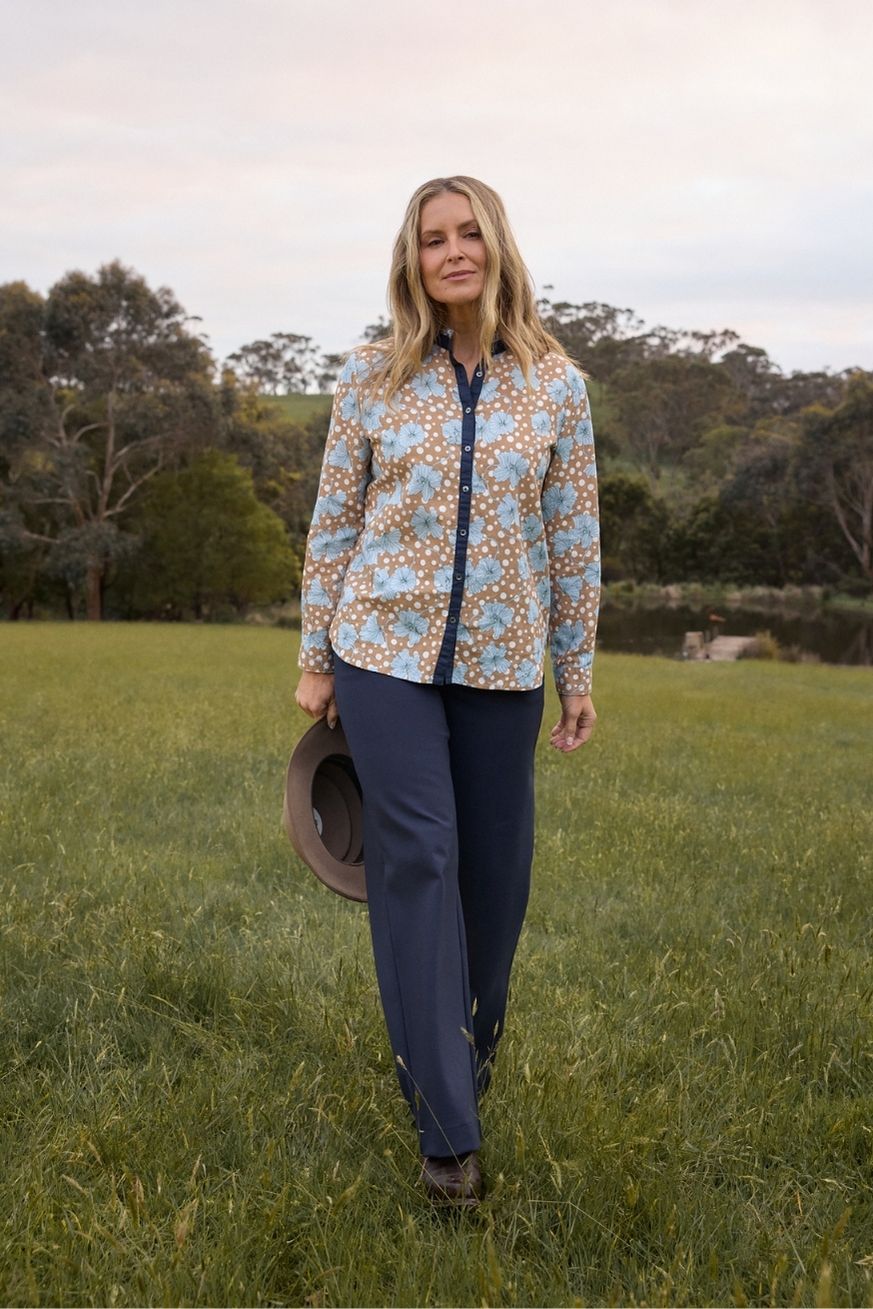 Goondiwindi Cotton Blouses Pioneer Linen Cotton Shirt - Country Club Print