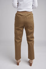 Rib Knit Waistband Relaxed Pant Brown
