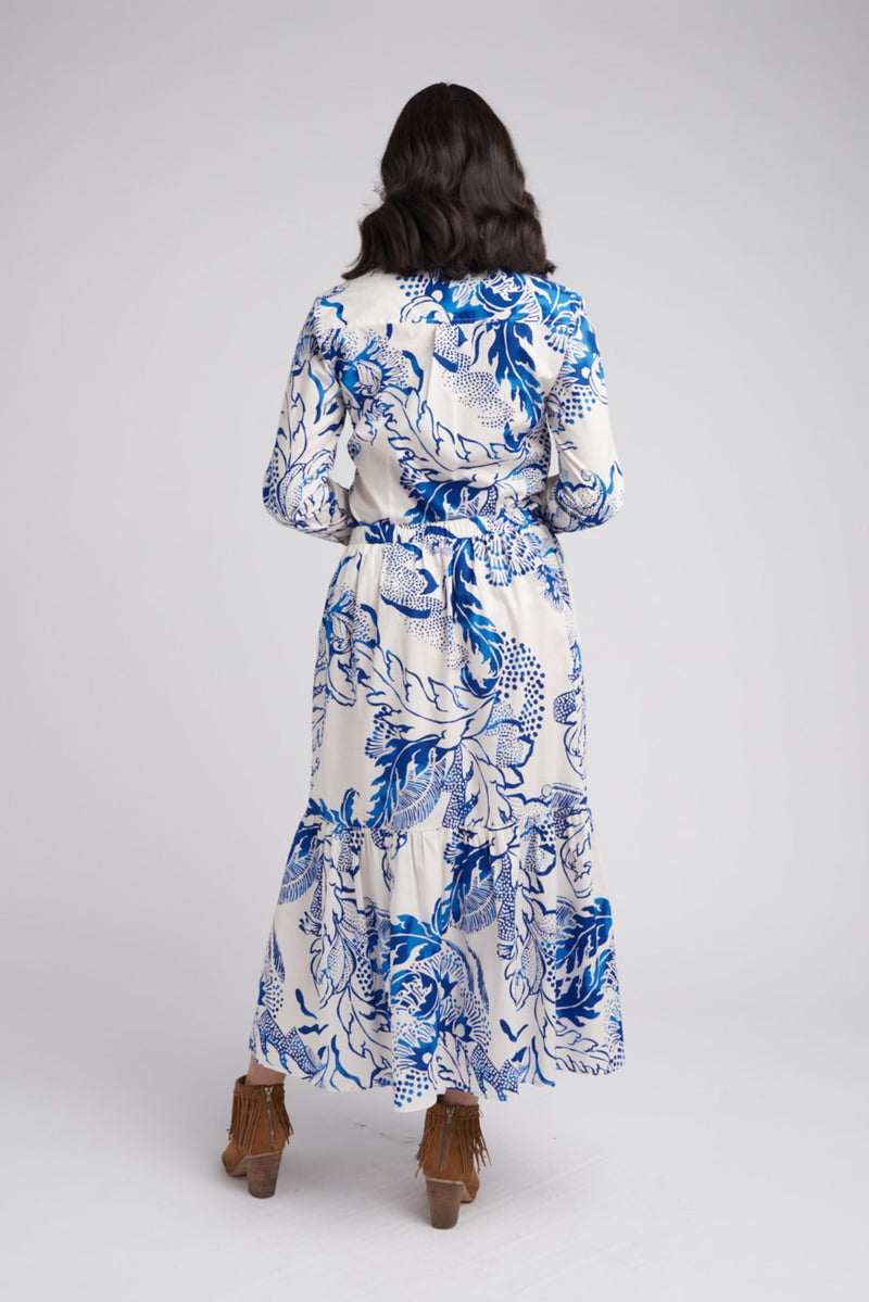 Tiered Opal Print Cotton Maxi Skirt
