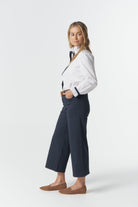 5 Pocket Crop Wide Leg Jean - Dark Navy by Goondiwindi Cotton. Timeless women’s fashion using natural fibres and classic shapes