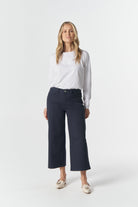 5 Pocket Crop Wide Leg Jean - Dark Navy by Goondiwindi Cotton. Timeless women’s fashion using natural fibres and classic shapes