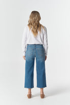 5 Pocket Crop Wide Leg Jean - Denim Blue by Goondiwindi Cotton. Timeless women’s fashion using natural fibres and classic shapes