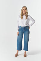 5 Pocket Crop Wide Leg Jean - Denim Blue by Goondiwindi Cotton. Timeless women’s fashion using natural fibres and classic shapes