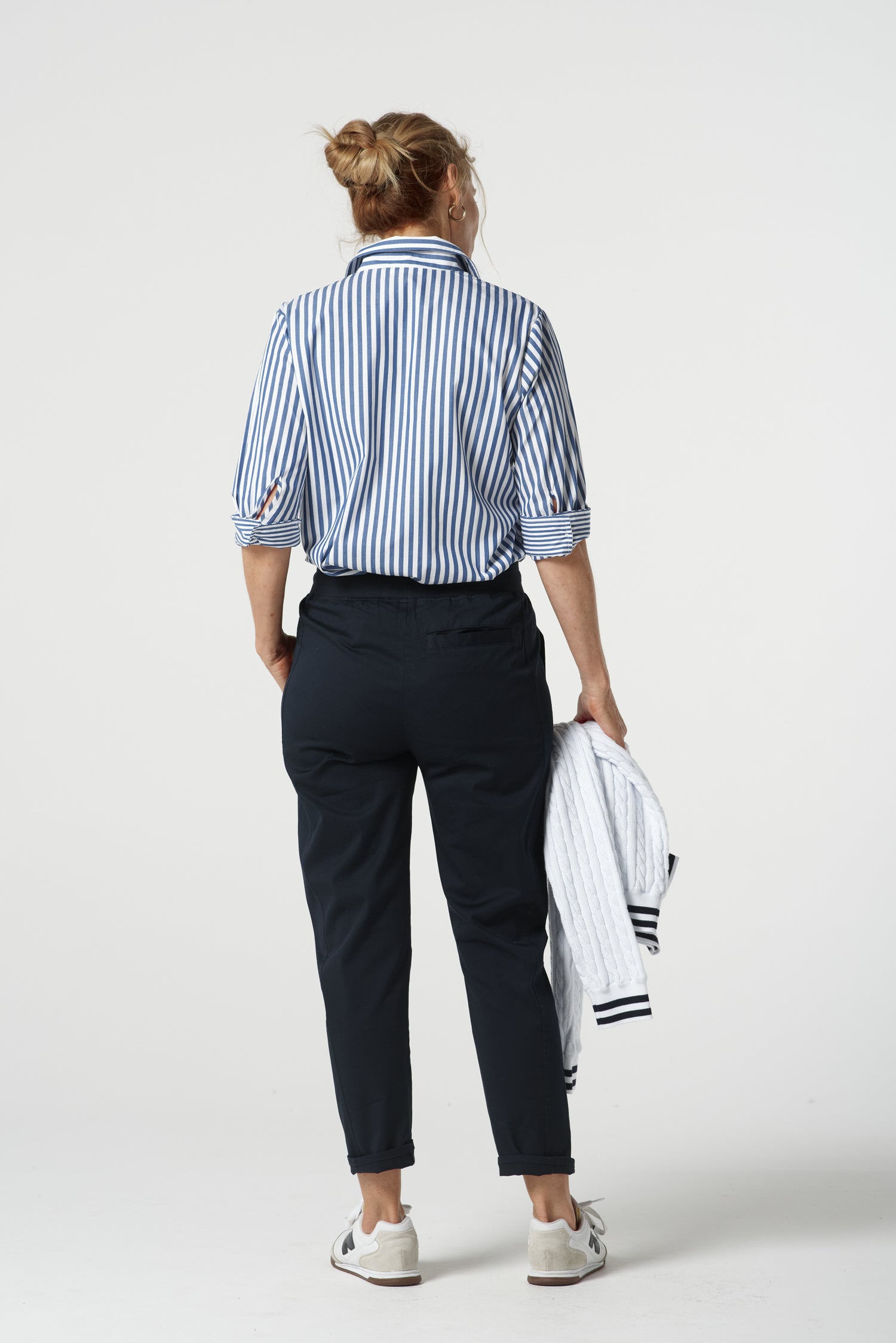 Weekend Cotton Stretch Jogger - Dark Navy by Goondiwindi Cotton. Timeless women’s fashion using natural fibres and classic shapes