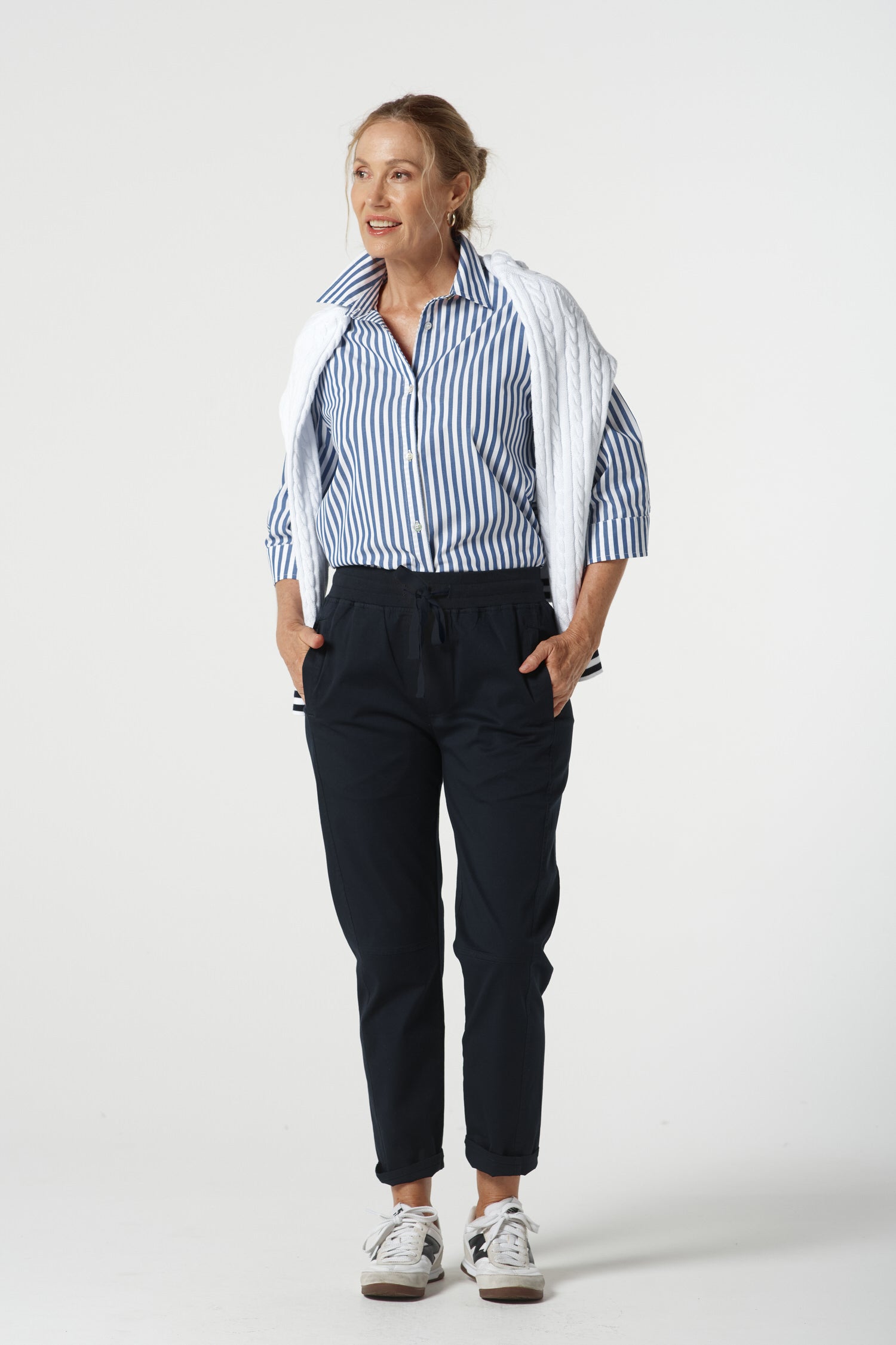 Weekend Cotton Stretch Jogger - Dark Navy by Goondiwindi Cotton. Timeless women’s fashion using natural fibres and classic shapes