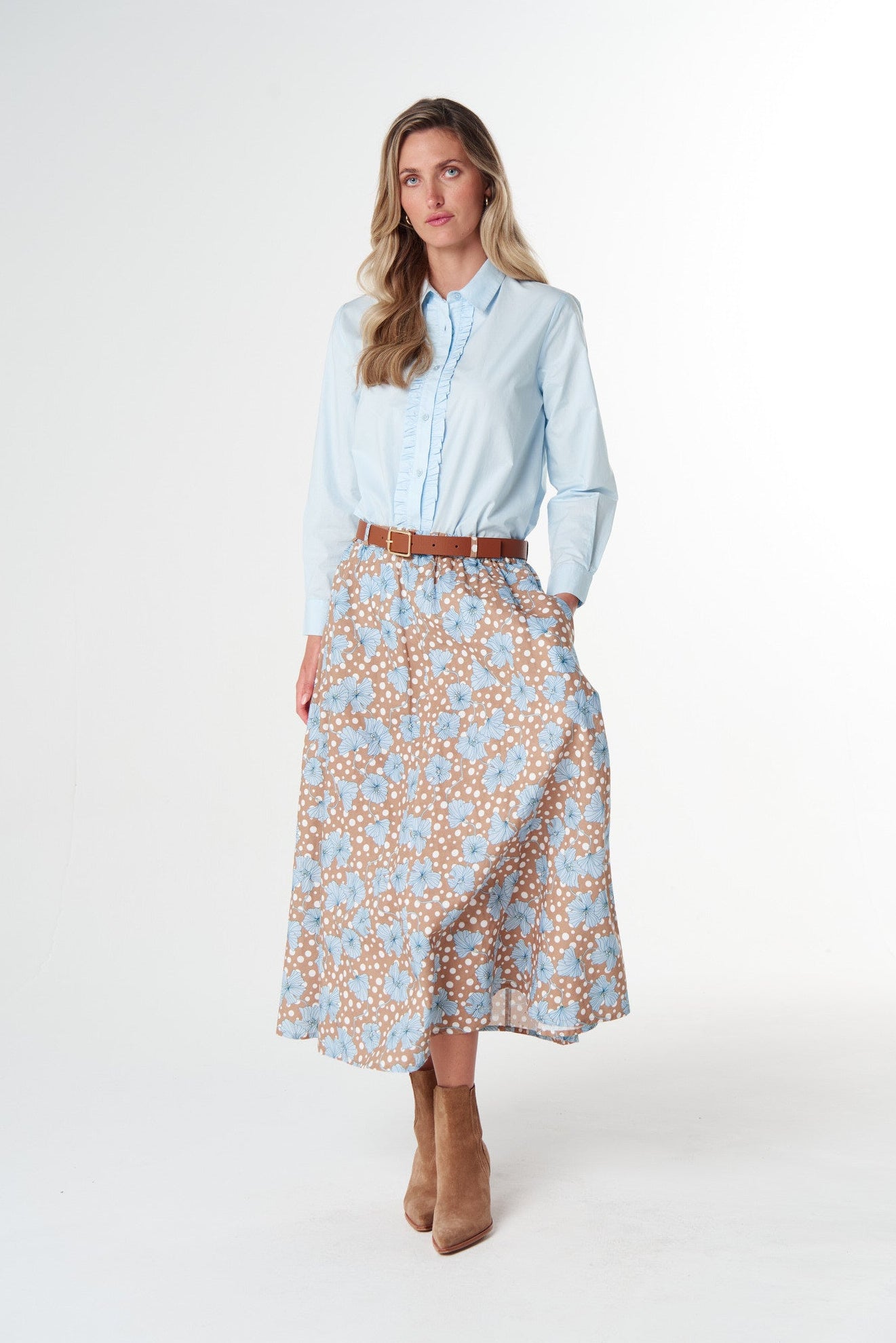 Goondiwindi Cotton Bottoms Dance Linen Cotton Skirt - Country Club Print