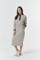 Goondiwindi Cotton Bottoms Sunday Cotton Knit Skirt - Birch/Dark Navy