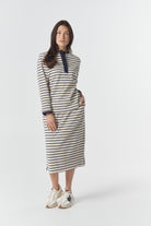 Goondiwindi Cotton Bottoms Sunday Cotton Knit Skirt - Birch/Dark Navy