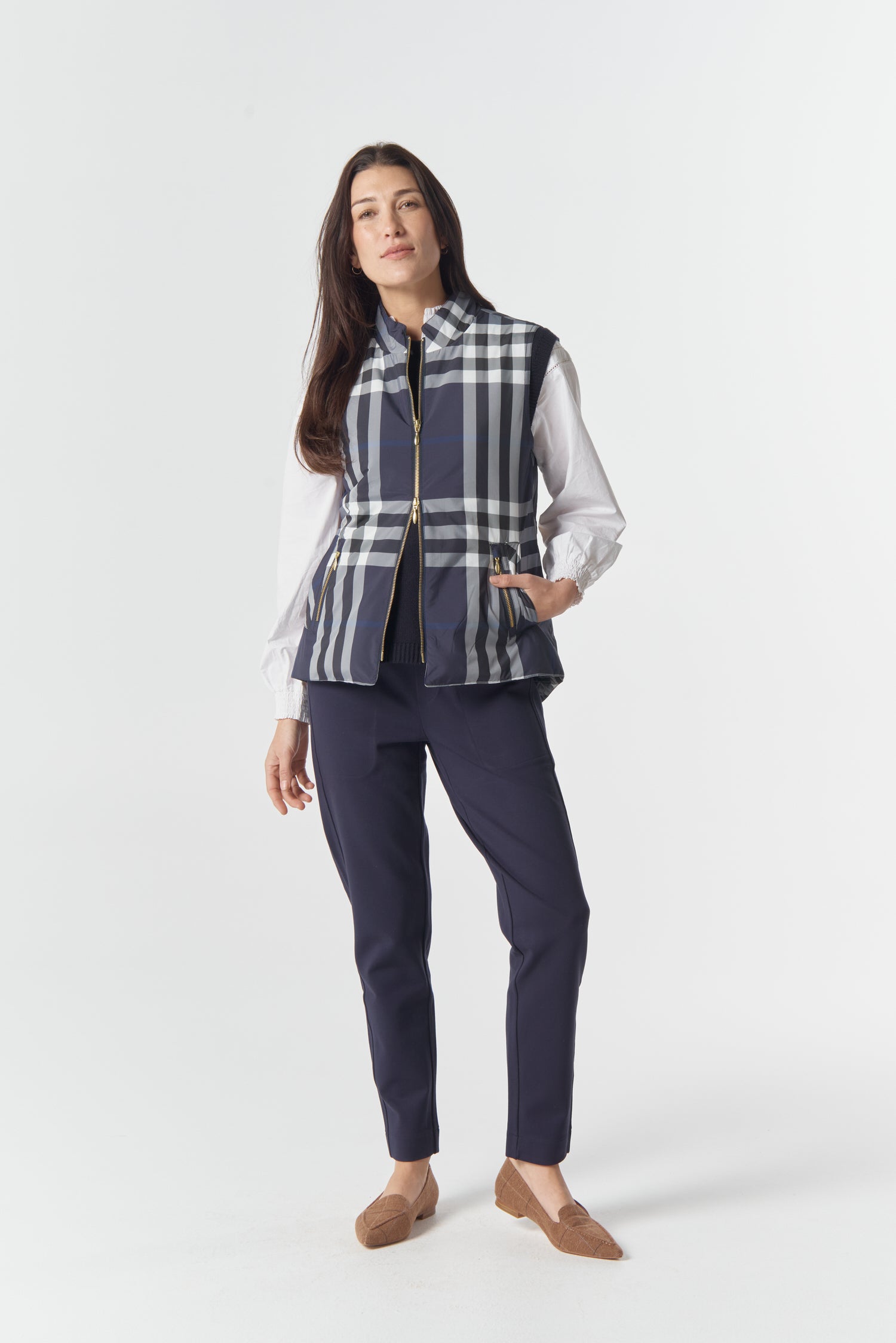 Goondiwindi Cotton Outerwear The Heritage Quilted Vest - Navy Check